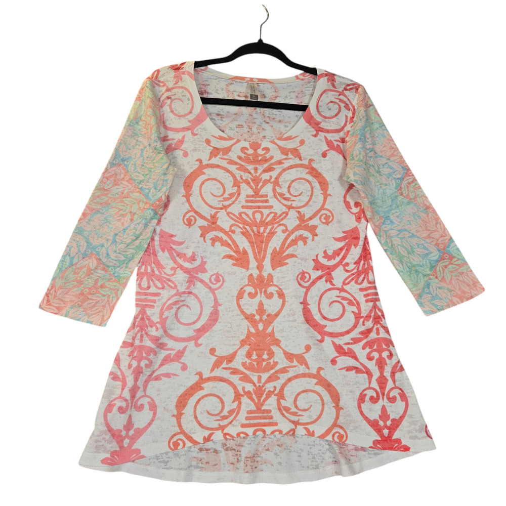 Whimsy Rose Womens‎ Medium Burnout Tee Shirt Abstract Geometric Artsy Colorful